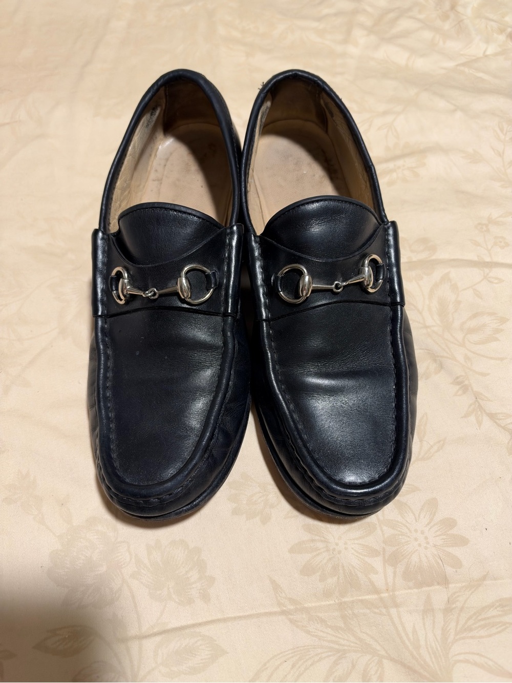 Gucci Black Leather Horsebit Slip-On Loafers
